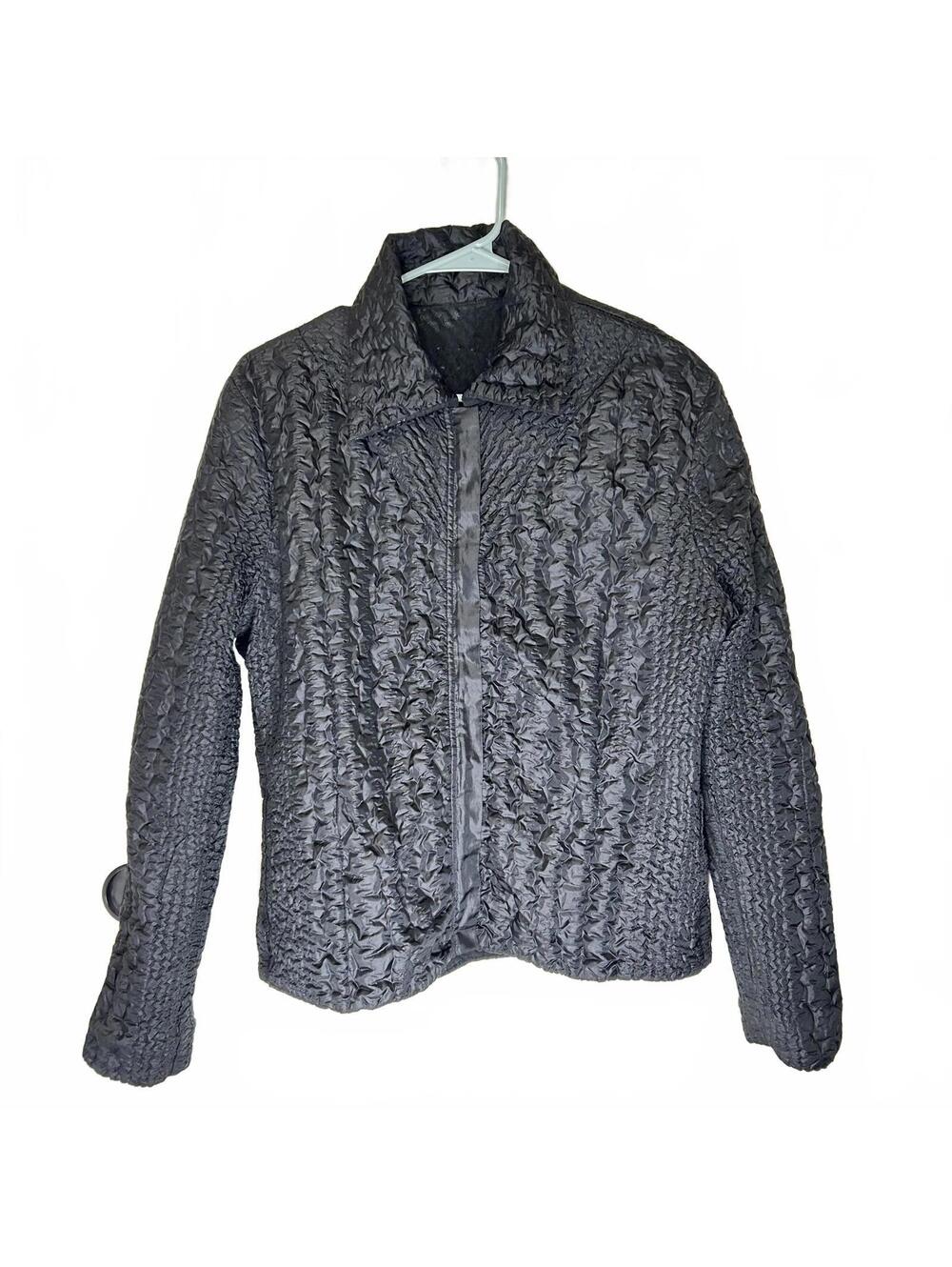 UBU Reversible Black textured jacket full zip with pockets Medium